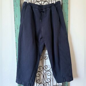 Escada Sport Navy Wide-Leg Cropped Sweatpants | Size L | 100% Cotton